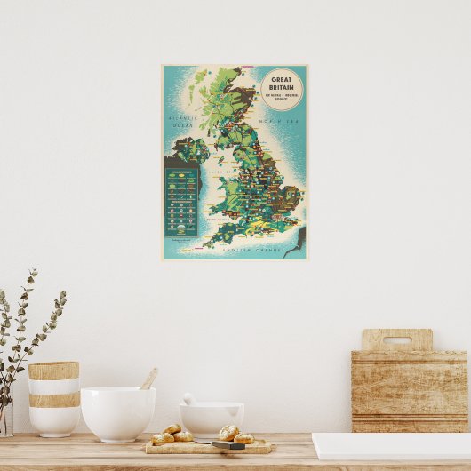 kaart van het Poster van Groot-Brittannië (Keuken)