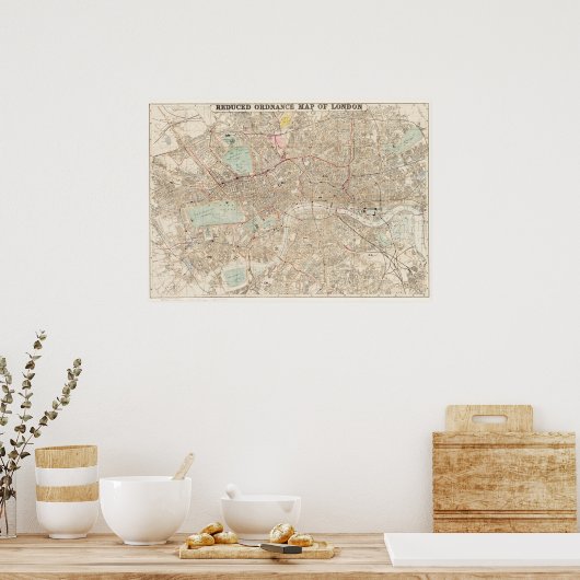  kaart van het Poster van Londen (Keuken)