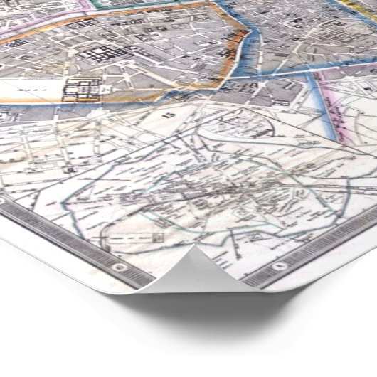  kaart van het Poster van Parijs Galignani (Hoek)