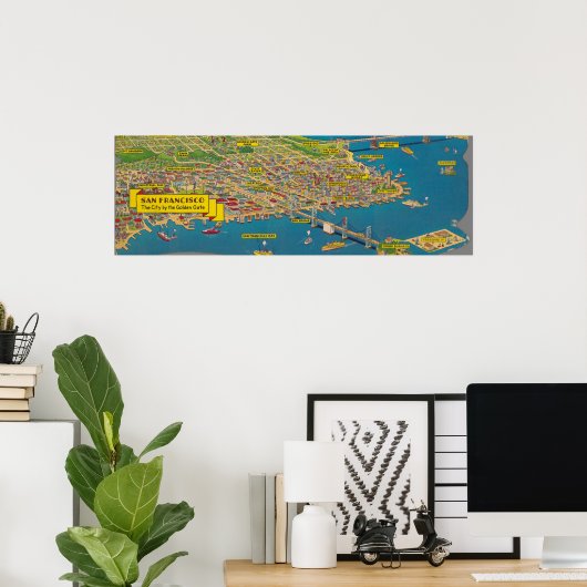  kaart van het Poster van San Francisco (Thuiskantoor)