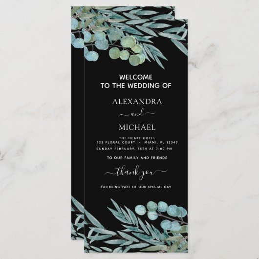 Kaart van het programma Eucalyptus Greenery Waterv (Voorkant / Achterkant)