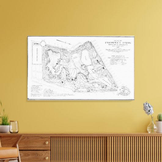 kaart van het Prospectiepark (1901) Canvas Afdruk (Insitu (Woonkamer))