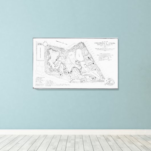  kaart van het Prospectiepark (1901) Canvas Afdruk (Insitu (Houten vloer))