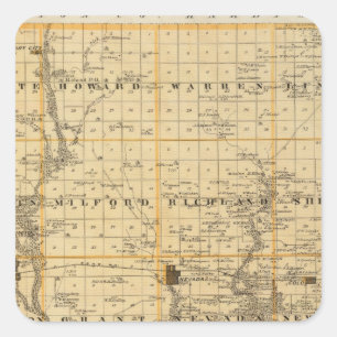 Kaart van het Provincie Verhaal, staat Iowa Vierkante Sticker