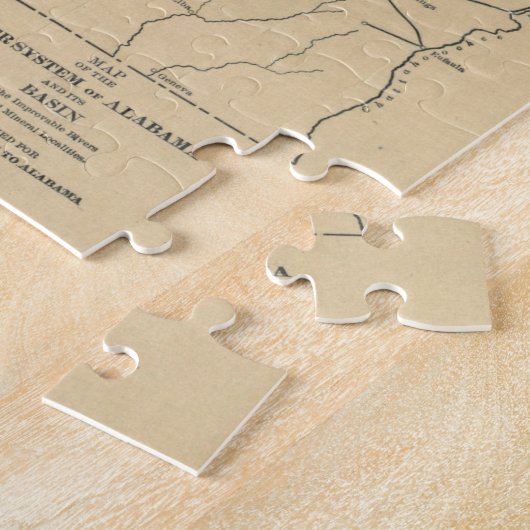  kaart van het riviersysteem van Alabama (1887) Legpuzzel (Zijkant)