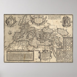 kaart van het Romeinse Rijk (17e eeuw) Poster