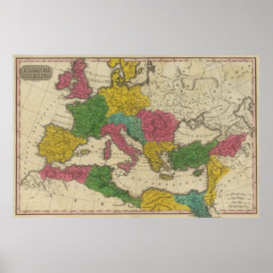 kaart van het Romeinse Rijk (1831) Poster