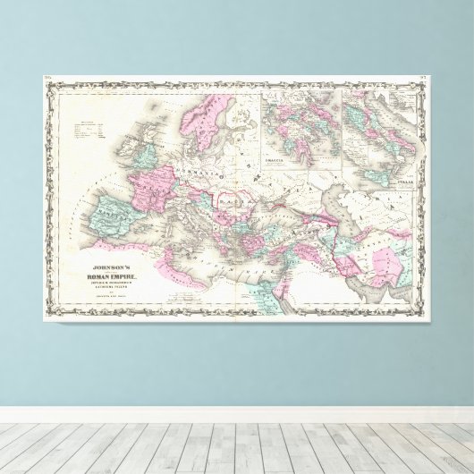 kaart van het Romeinse Rijk (1862) Canvas Afdruk (Insitu (Houten vloer))