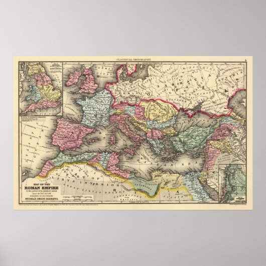  kaart van het Romeinse Rijk (1873) Poster (Voorkant)