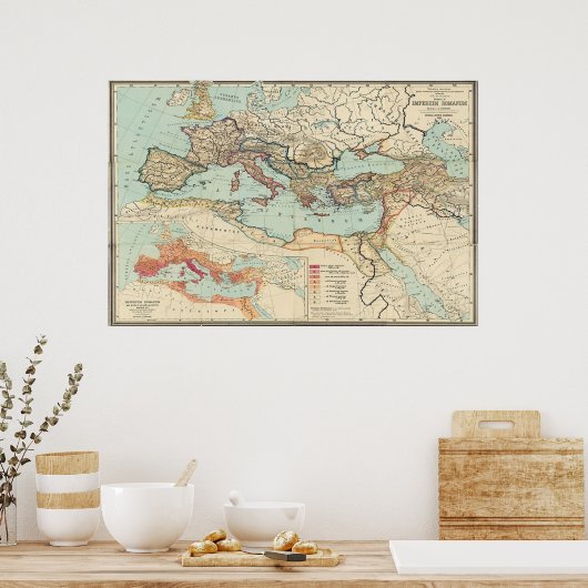  kaart van het Romeinse Rijk (1889) Poster (Keuken)