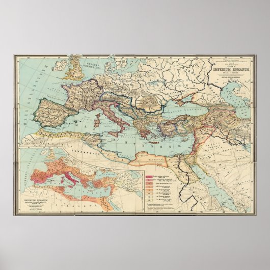 kaart van het Romeinse Rijk (1889) Poster (Voorkant)