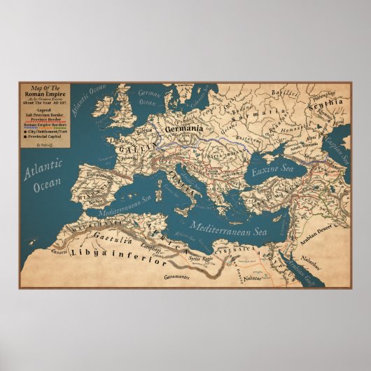 Kaart van het Romeinse Rijk in zijn grootste omvan Poster (Voorkant)