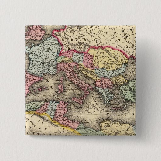 Kaart van het Romeinse Rijk Vierkante Button 5,1 Cm (Voorkant)