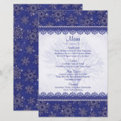 Kaart van het Royal Navy Blue Snowflake Winter Wed (Voorkant / Achterkant)