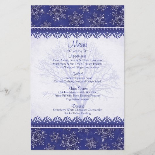 Kaart van het Royal Navy Blue Snowflake Winter Wed (Voorkant)