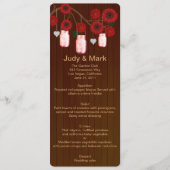 Kaart van het Rustic Red Mason Jars Wedding Menu (Voorkant)