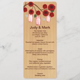 Kaart van het Rustic Red Mason Jars Wedding Menu