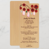 Kaart van het Rustic Red Mason Jars Wedding Menu (Voorkant / Achterkant)