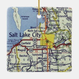 kaart van het Salt Lake City Keramisch Ornament
