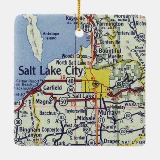 kaart van het Salt Lake City Keramisch Ornament (Achterkant)