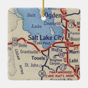  kaart van het Salt Lake City Keramisch Ornament