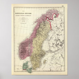 Kaart van het Scandinavische Kingdoms Poster