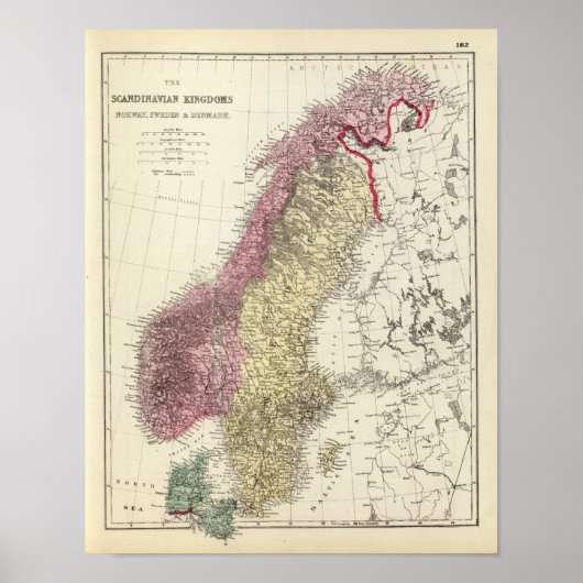 Kaart van het Scandinavische Kingdoms Poster (Voorkant)