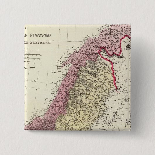 Kaart van het Scandinavische Kingdoms Vierkante Button 5,1 Cm (Voorkant)