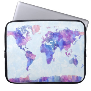 Kaart van het schilderen van de Waterverf van de W Laptop Sleeve