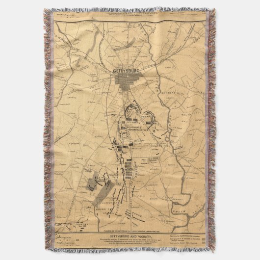  kaart van het slagveld Gettysburg (1863) 2 Deken (Voorkant Verticaal)