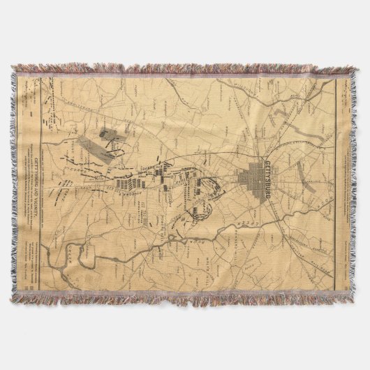 kaart van het slagveld Gettysburg (1863) 2 Deken (Voorkant)