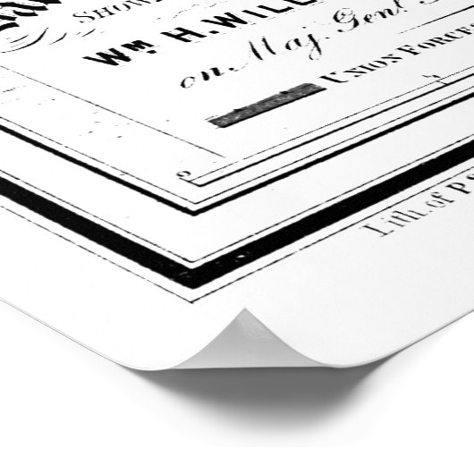 kaart van het slagveld Gettysburg (1863)BW Poster (Hoek)