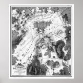 kaart van het slagveld Gettysburg (1863)BW Poster (Voorkant)