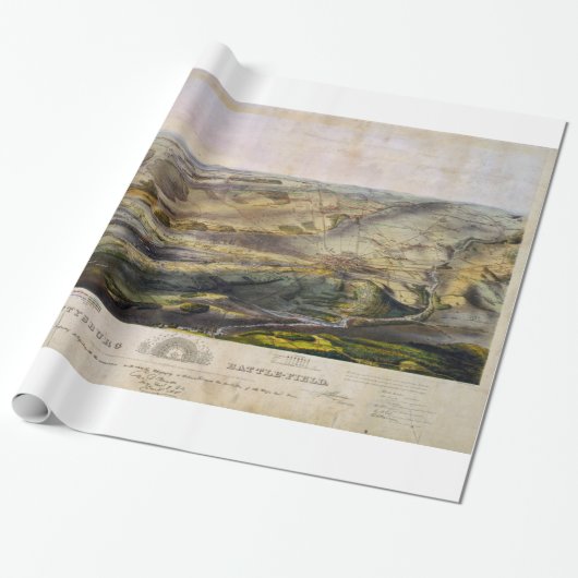  kaart van het slagveld Gettysburg (1863) Cadeaupapier (Uitgerold)