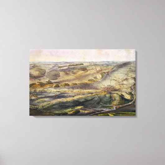  kaart van het slagveld Gettysburg (1863) Canvas Afdruk (Voorkant)
