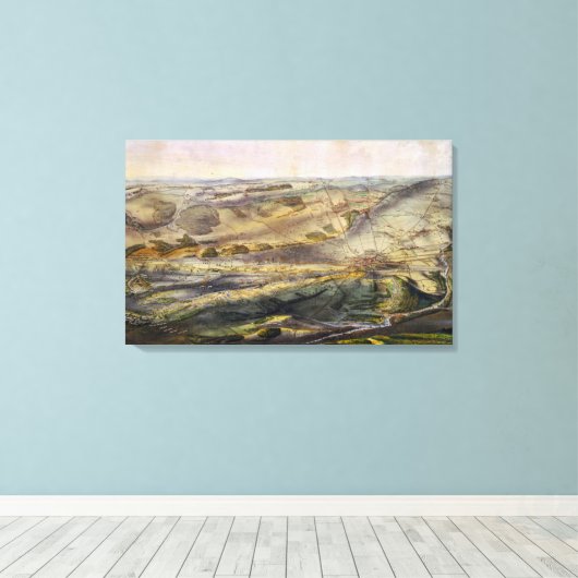 kaart van het slagveld Gettysburg (1863) Canvas Afdruk (Insitu (Houten vloer))