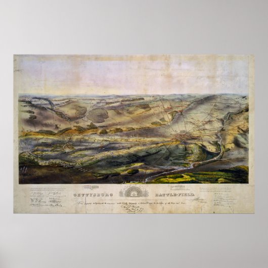  kaart van het slagveld Gettysburg (1863) Poster (Voorkant)