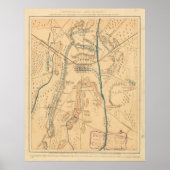 kaart van het slagveld Gettysburg (1864) Poster (Voorkant)