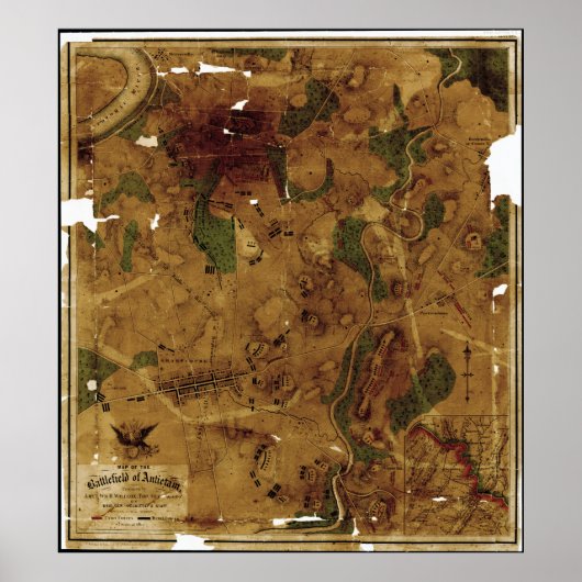 Kaart van het slagveld van Antietam, 17.1862 Poster (Voorkant)