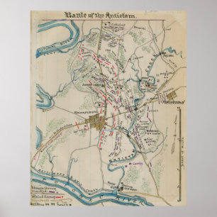 kaart van het slagveld van Antietam (1865) Poster