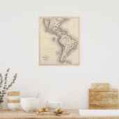 Kaart van het Spaanse rijk in Amerika Poster (Keuken)