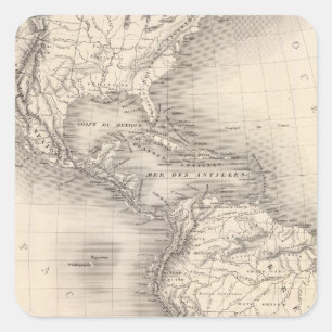 Kaart van het Spaanse rijk in Amerika Vierkante Sticker