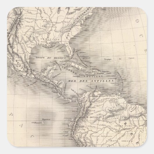 Kaart van het Spaanse rijk in Amerika Vierkante Sticker (Voorkant)