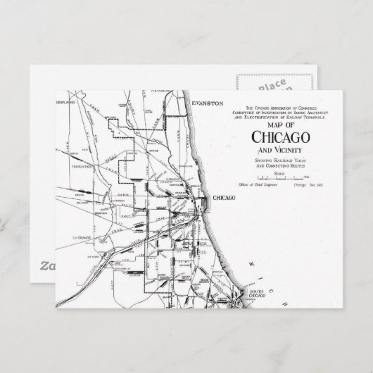  kaart van het spoorwegnet van Chicago (1913) (Voorkant / Achterkant)