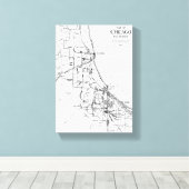  kaart van het spoorwegnet van Chicago (1913) Canvas Afdruk (Insitu (Houten vloer))