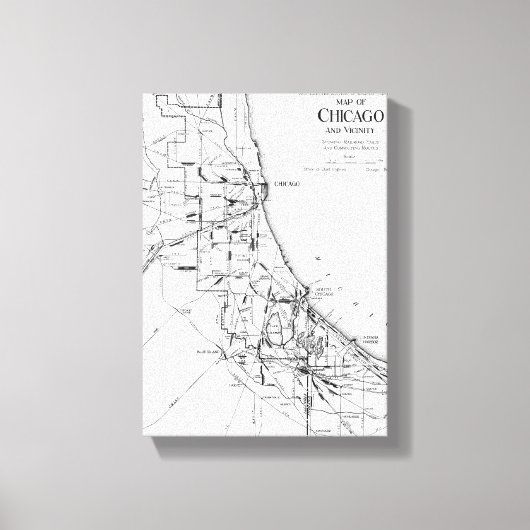  kaart van het spoorwegnet van Chicago (1913) Canvas Afdruk (Voorkant)