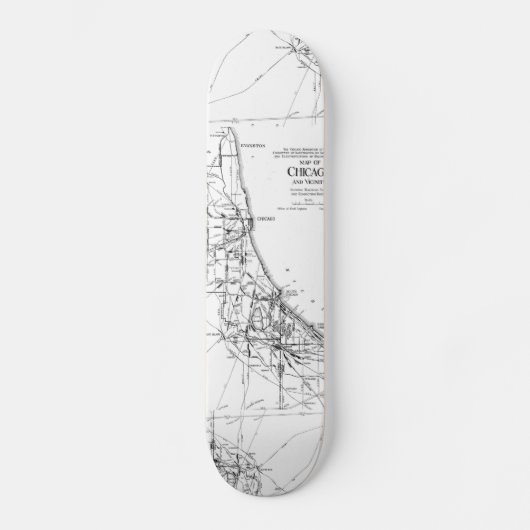 kaart van het spoorwegnet van Chicago (1913) Skateboard (Voorkant)