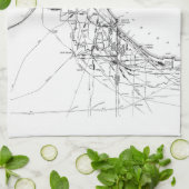  kaart van het spoorwegnet van Chicago (1913) Theedoek (Gevouwen)