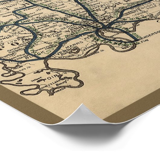 Kaart van het spoorwegsysteem van Indiana, Circa 1 Poster (Hoek)