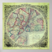  kaart van het stadsgebied van New York Poster (Voorkant)